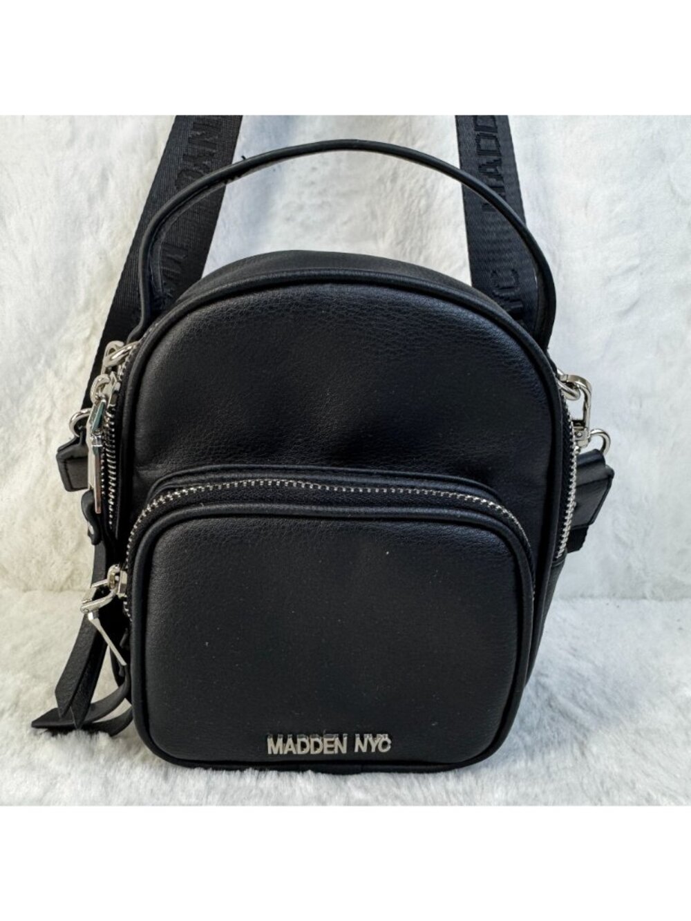 Madden NYC Black Mini Crossbody Shoulder Bag  Adjustable Strap Faux Leather